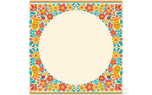 Cartoon Floral Border: Graphics & Illustrations for Bold Branding
