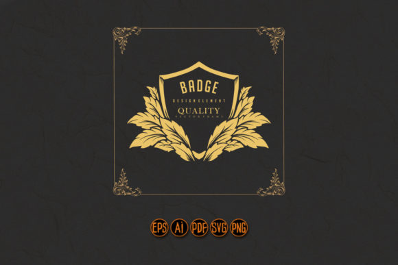 Classic Badge Shield Floral Elements: Graphics for Sellers
