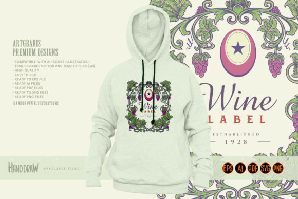Classic Elegant Wine Floral Frame Labels for Graphics