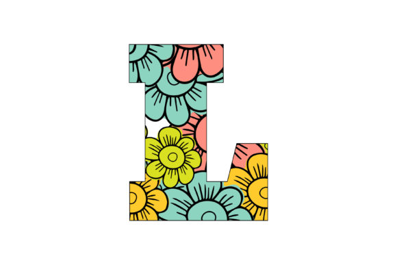 Colorful Floral Alphabet L for Graphics and Illustrations