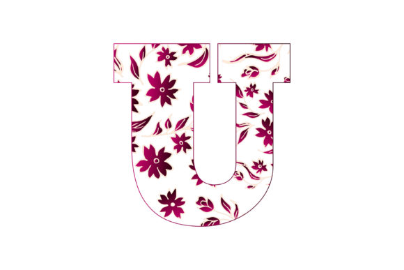 Colorful Floral Alphabet U for Graphics and Illustrations