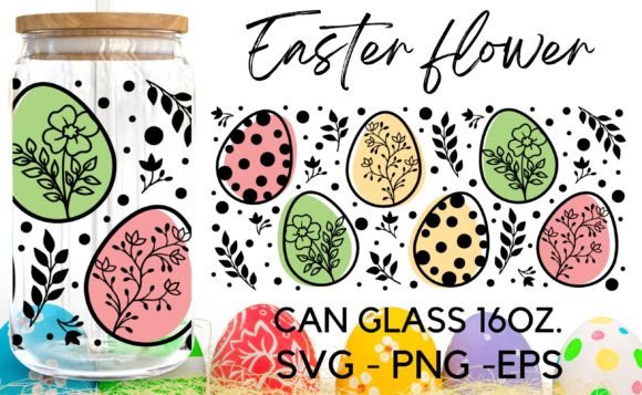 Easter Floral Flower Can Glass Wrap Svg Graphics and Illustrations