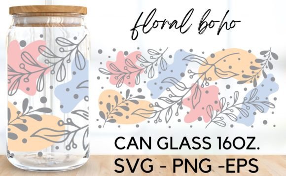 Floral Boho Style Can Glass Wrap Svg: Graphics & Illustrations Review