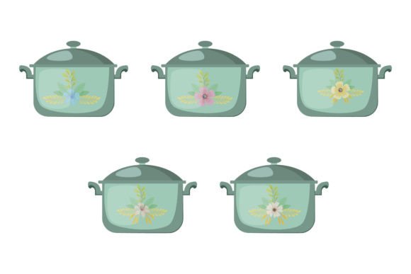 Floral Design Kitchen Pot Vector Element Review