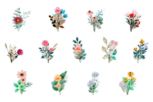 Floral Hand Painted Watercolor Graphics for Modern Illustrations