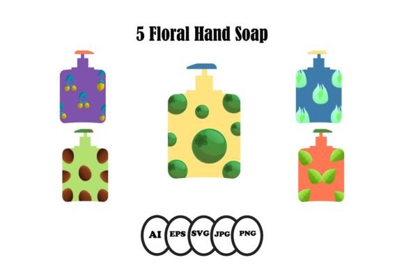 Floral Hand Soap Graphics for Illustrations