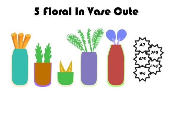 Floral in Vase Cute Design Graphics for Illustrations