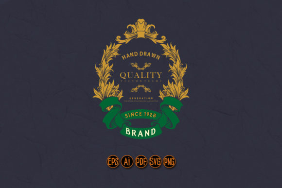 Floral Ornaments Badge Label Frame Swirl Graphics for Illustrations