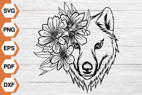 Floral Wolf SVG Files for Modern Graphics & Illustrations