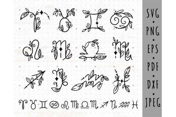 Floral Zodiac Signs SVG PNG Bundle: Graphics & Illustrations Review