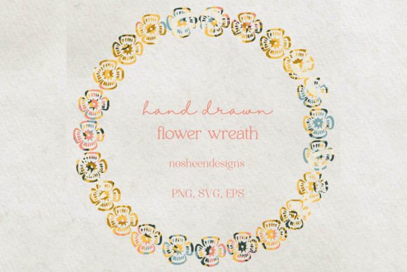 Hand Drawn Patterned Floral Wreath: Graphics & Freebies Review