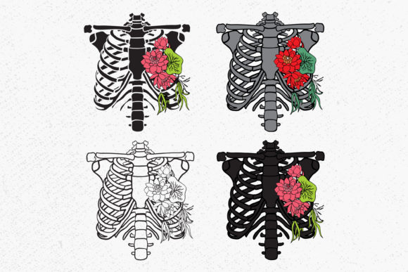 Rib Cage Floral SVG, Floral Skull SVG: Premium Graphics & Illustrations for Makers