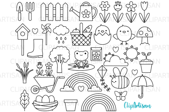 Spring Clipart, Springtime, Floral, Digi Review