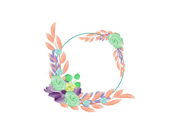Watercolor Floral Frame Vector Template for Graphics & Illustrations